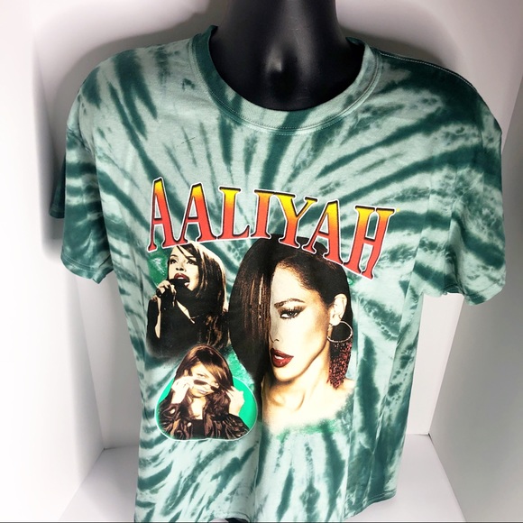 Aaliyah Green Black Tie Dye Tee TShirt Vintage - Picture 2 of 5